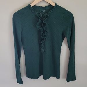 Loft Ruffled Long Sleeve Henley